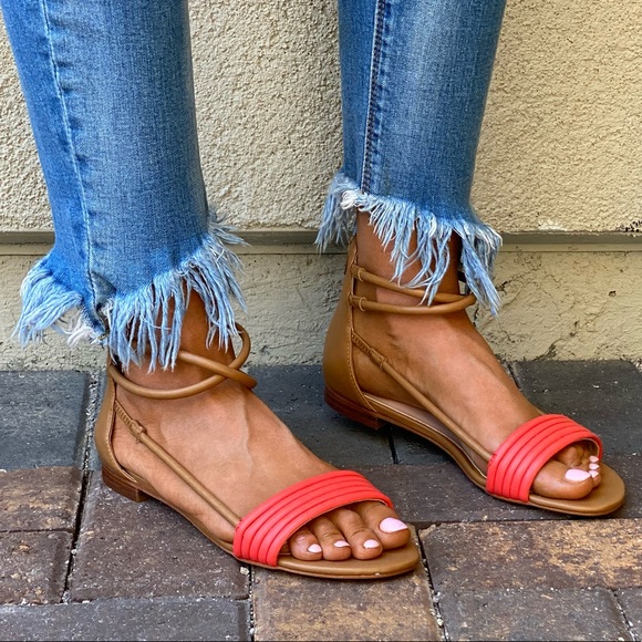 Colorblock Minimalist Huarache Ankle Strap Sandals - Picture 3 of 10